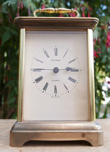 Vintage Staiger Brass Mantel Catriage battery operated Table Clock