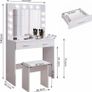 LED Dressing Table Set Vanity Makeup Table 2 Large Drawers (Black White) Image 3