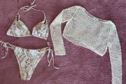 Cream bikini with matching beach top