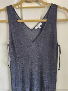 top reiss dark Grey silver metallic