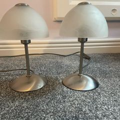 Pair of small glass bedside lamps