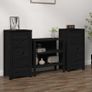 Sideboards 2 pcs Black Solid Wood Pine Image 3