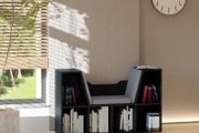 6 Cube Bookcase with Cushioned Seat, Cube Storage Shelf, Bookshelf Organizer for Study, Reading Corner, Black