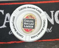 Carling Black Label advertising ashtray and bar towel