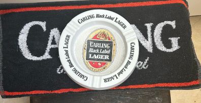 Carling Black Label advertising ashtray and bar towel
