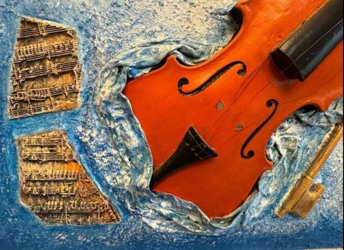 One of a Kind Mixed Media Violin Artwork