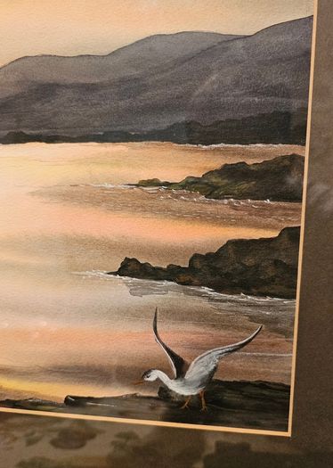 Original Painting , Watercolour by Helen Mulkerns (1996) - Galway Hooker at Sunset