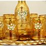 Vintage Venetian Murano Amber Glass Decanter Set Image 2