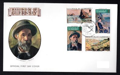 1974 Guernsey Renoir Commemorative Stamps Addressed First Day Cover (FDC)