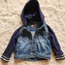 NEXT Boys Denim Jacket with Jersey Hood & Sleeves Image 2