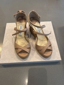 Jimmy Choo Alannah 80 leather wedge sandals