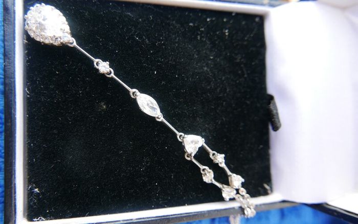 Vintage Sterling Silver 925 Multiple Cubic Zirconia Gems Necklace 5,6g length -18"