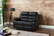 2 Seater leather Recliner Sofa, Black