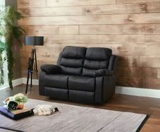 2 Seater leather Recliner Sofa, Black