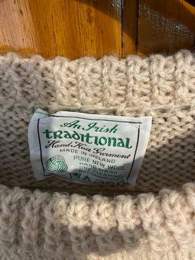 aran jumper unisex hand knit pure wool