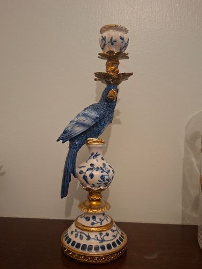 Blue Parrot Candlestick