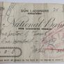 Vintage Cheque from The National Bank Limited, Dun Laoghaire Branch, dated August 25, 1943 Image 2