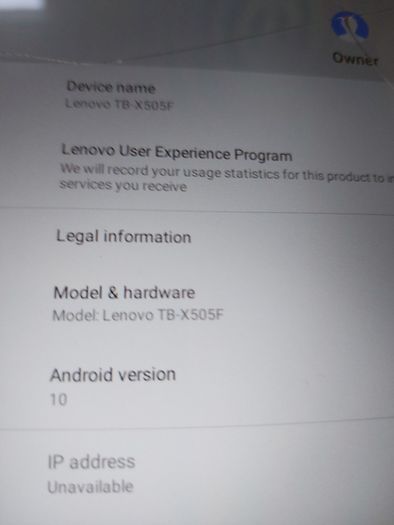Lenovo 10.1 tablet, Model TB-X505F working perfect. The screen is cracked but doesn't affect touchscreen
