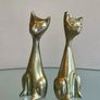 Pair of Mid Century Brass Siamese Cats, Vintage Figurines Image 9