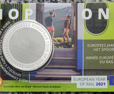Belgium 5 Euro Base Metals Brilliant Uncirculated Coin 2021 - European Year of Rail (Multi-view) - Belgian Coin-card Catalogue