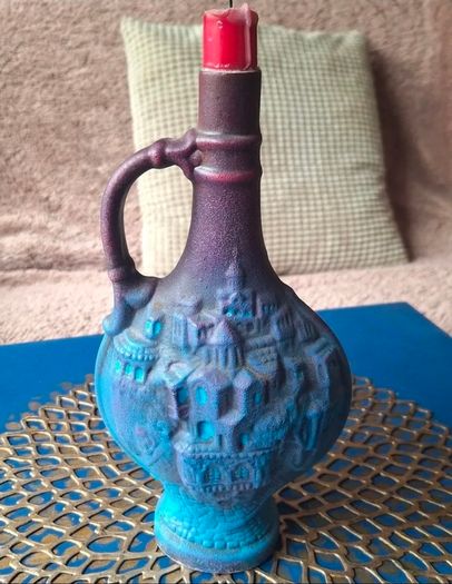 Hand painted Upcycled Wine Bottle Candle