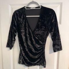 Pamela Scott Zapara Women's Black Sparkly Velour Top - Size UK 12