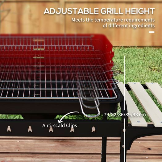 Charcoal BBQ, with Five Position Grill Grate - Red