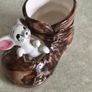 Vintage 1960s napcoware ceramic mouse in brown boot collectible figurine Matchstick Holder./ thout pick made in Japan. Image 5