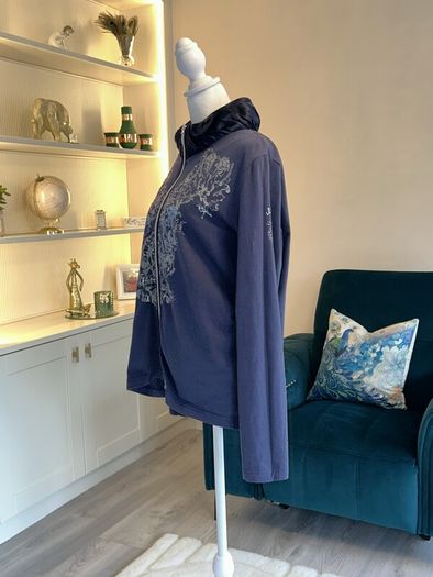 Kapalua Ladies Navy & Silver Long-Sleeved Zip-Up Top