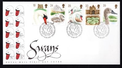 1993 Great Britain 600th Anniversary of Abbotsbury Swannery (Swans) Commemorative Stamps Royal Mail Addressed First Day Cover (FDC)