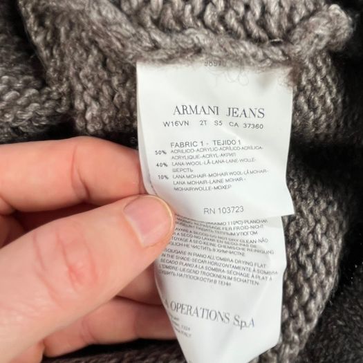 Armani Jeans Womens Roll Neck Jumper Sweater - Size 44 L - Grey - Mohair Blend