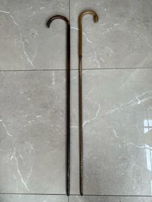 Antique Walking sticks one with white metal possibly silver x3