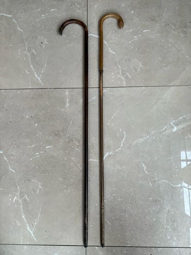 Antique Walking sticks one with white metal possibly silver x3