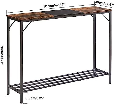 Console Table Narrow Sofa Table Rustic Brown and Black