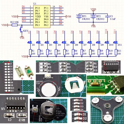 DIY Electronic Top Kit LED Fingertip Gyro Manufacture DIY Kit Fun Top Welding Electronic Components Fidget spinner Circuit Board Kit