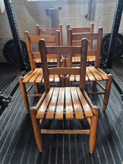 Antique pitch pine children's chairs