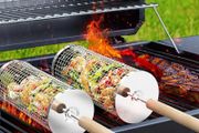Removable Wooden Handle, 304 Stainless Steel, Nesting Grilling Net, BBQ Accessories Tools for Vegetables Shrimp, Outdoor Cooking Camping, Birthday Gifts for Men Dad Husband