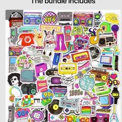 110pcs Classic 80s 90s Stickers Retro, new.