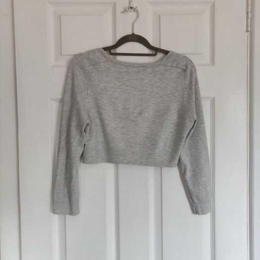 Grey Cropped Cardigan, BERSHKA, Size S