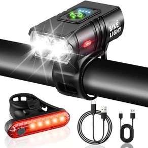 Rechargeable Bike Lights Set Front and Back, LED Ultra Bright 6 Light Modes Bicycle Lights, Super Long Standby Bicycle Lights & IP65 Waterproof Bike Light Set, Road Mountain Bike Lights