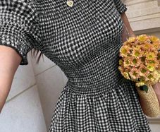 Black and white tiered gingham dress
