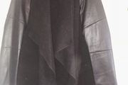 Black Wool And Fake Leather Coat