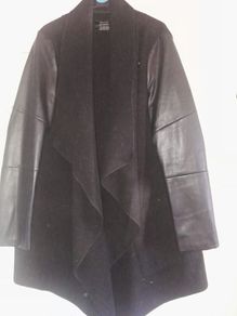 Black Wool And Fake Leather Coat