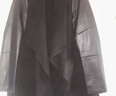 Black Wool And Fake Leather Coat
