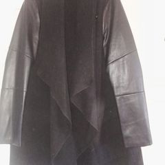 Black Wool And Fake Leather Coat