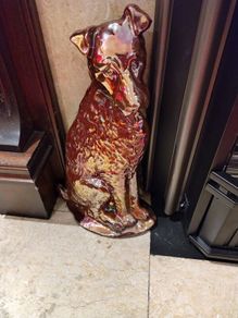 Vintage Art Deco Fox Terrier Companion Set with Coppery Lustre Glaze