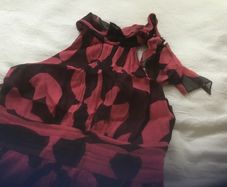 Coast Dress Dusty pink/ red and Black Haulter neck