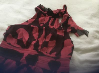 Coast Dress Dusty pink/ red and Black Haulter neck