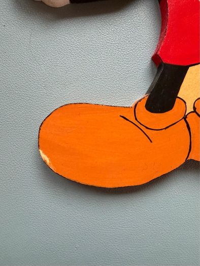 Pair of Vintage Wooden Handmade Handpainted Mickey Mouse Figures - Disney Wall Art Decor Plaques