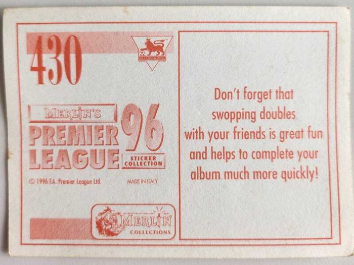 '96 Premier League - Merlin stickers